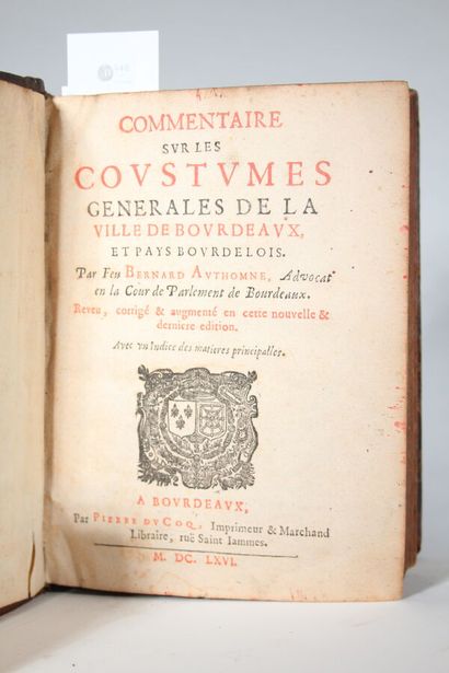 Bordeaux
AUTHOMNE (Bernard)
Commentaires...