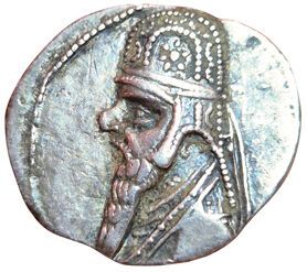 Mithradates II. Drachma. Rhagai. A/ Bust...