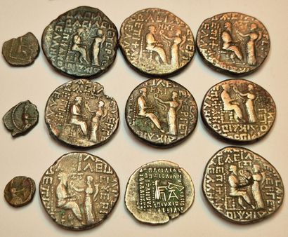 Gotarzes II. Lot of 12 coins: 8 tetradrachms,...
