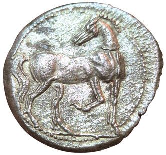 1 ½ Shekel (BI). Circa 220-180 B.C. A/ Head...