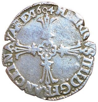 Henri IV. Huitième d'écu 1604 Rennes. 13154...