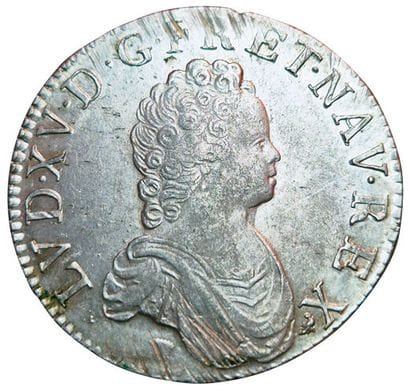 Louis XV. 1715-1774. Ecu Vertugadin, «à l'écu...