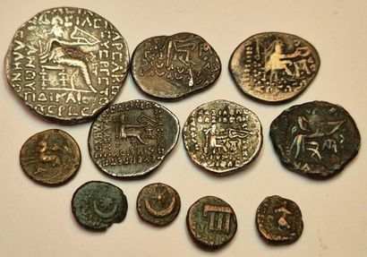 Lot of 11 coins: Phraates IV (3 drachms including...