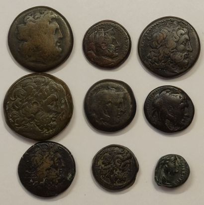 9 bronzes: Ptolemy I (2 ex.), Ptolemy II...