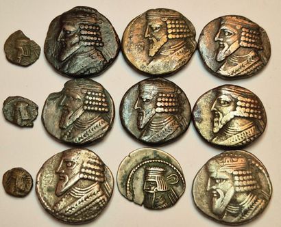 Gotarzes II. Lot of 12 coins: 8 tetradrachms,...
