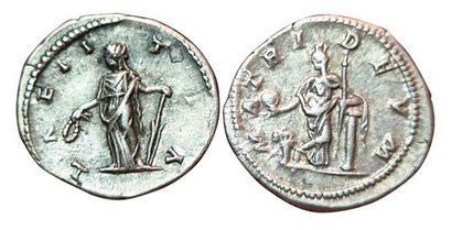 Julia Domna: Set of 2 denarii: LAETITIA (Laodicea)...