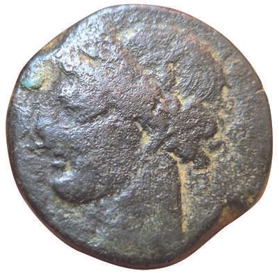 Trishekel (AE). 241-221 B.C. A/ Head of Tanit...