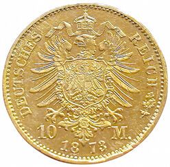 Germany. Bavaria. 10 Mark 1873 D. 3,99grs....