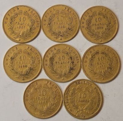 France. Lot of 8 pieces of 10 Francs (Nap.III...