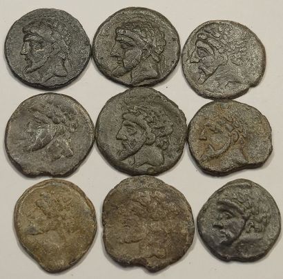 Numidia. Lot of 9 bronzes with high lead...
