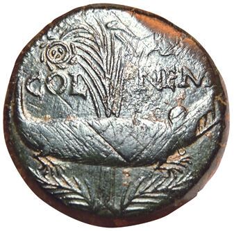 Nemausus. Augustus and Agrippa. 10-14. Dupondius....