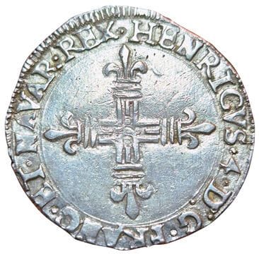 Henri IV. Quart d'écu de Navarre 1609. Saint-Palais....