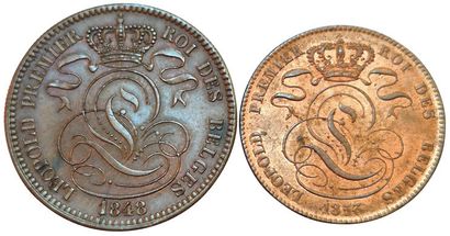 Belgique. Léopold 1er. 2 monnaies: 10 Centimes...