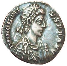 Honorius. 393-423. Silique. Mediolanum. R/...