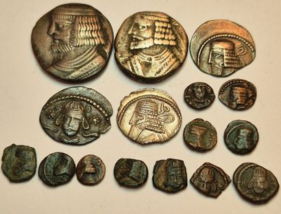 Lot of 16 coins: Vardanes II ( 1 tetradrachma,...