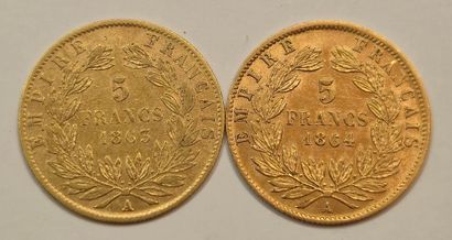 France. lot of 2 x 5 Francs Napoléon III...