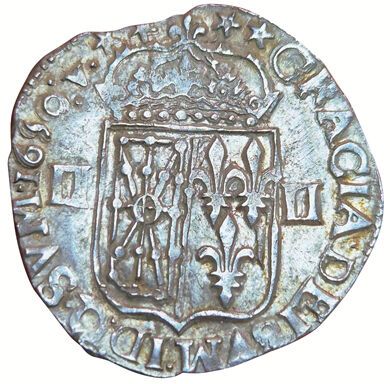Louis XIV. Quart d'écu de Navarre 1650. Saint-Palais....