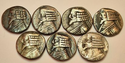 Phraates IV. Lot of 7 various Tetradrachms....