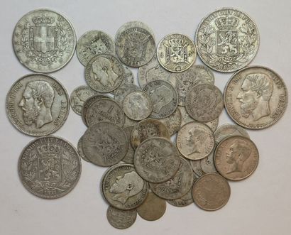 Lot argent: 43 monnaies: France, Belgique,...