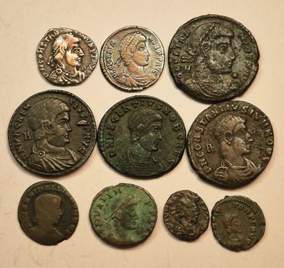 Lot of 10 coins including 2 in silver: Julian...
