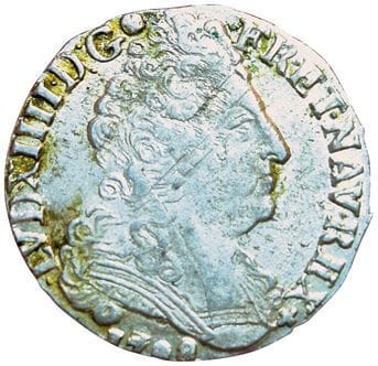 Louis XIV. 20 Sols aux Insignes 1708 T. Nantes....