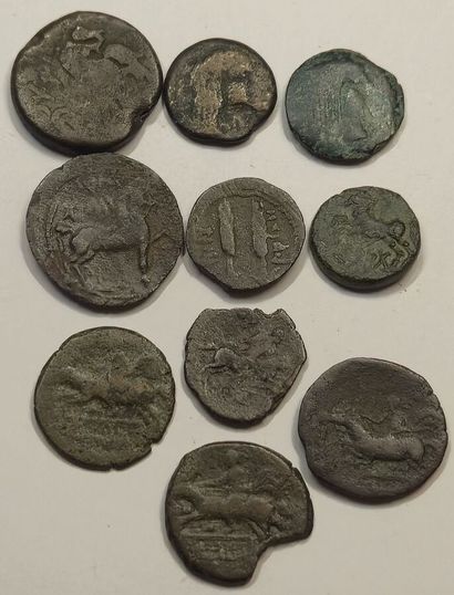 Numidia. Lot of 10 bronzes: Cirta (3 ex.),...