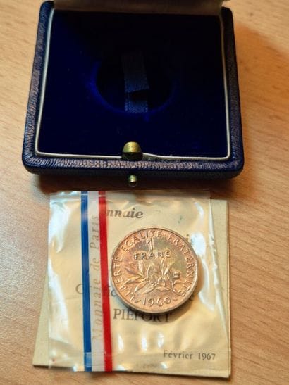 Piefort Argent de 1 Franc Semeuse 1960. Dans...