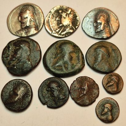 Lot of 11 coins: Mithradates I (1 drachma,...