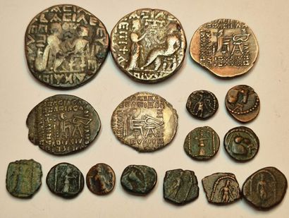 Lot of 16 coins: Vardanes II ( 1 tetradrachma,...