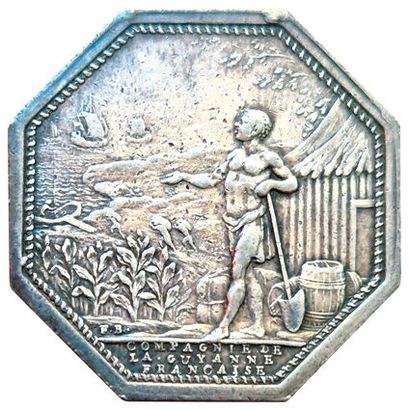 Guyane. Louis XVI. Jeton de la Compagnie...
