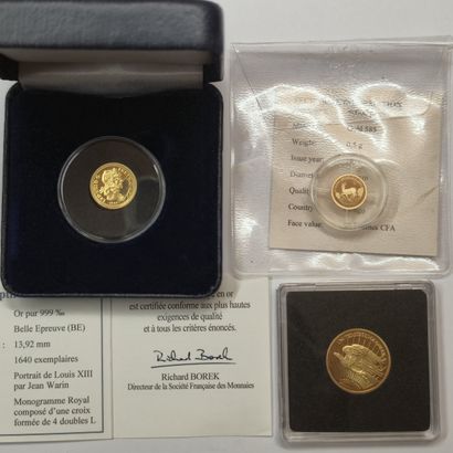 Lot of 3 gold medallions: USA medallion replicating...