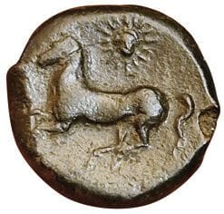 Lot of 2 coins:
- Panorme. 336-330 B.C. AE20....