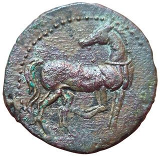 1 ½ Shekel (AE). Circa 220-180 B.C. A/ Head...