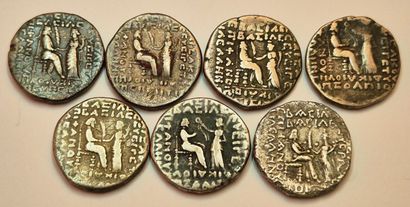 Phraates IV. Lot of 7 various Tetradrachms....