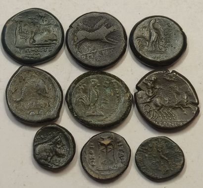 Italy. Lot of 9 bronzes: Larinum, Samnium,...