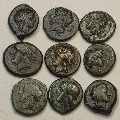 Italy. Lot of 9 bronzes for Campania, Neapolis....