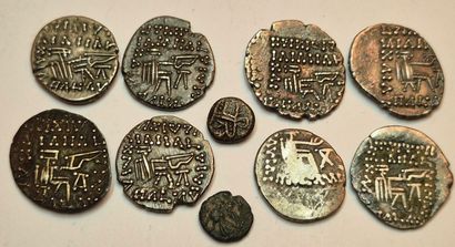 Vologeses VI. Lot of 10 coins: 8 drachmas,...
