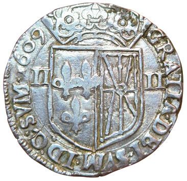 Henri IV. Quart d'écu de Navarre 1609. Saint-Palais....