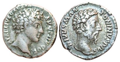 Marcus Aurelius. Set of 2 denarii: PIETAS...