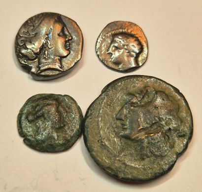 Massalia. Lot of 4 coins: 1 drachma (3.2grs),...