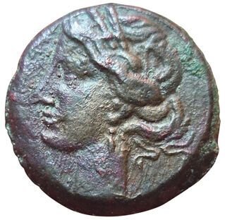 1 ½ Shekel (AE). Circa 220-180 B.C. A/ Head...