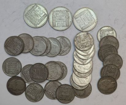 Lot argent: 35 monnaies: 3 x 20Frs Turin,...