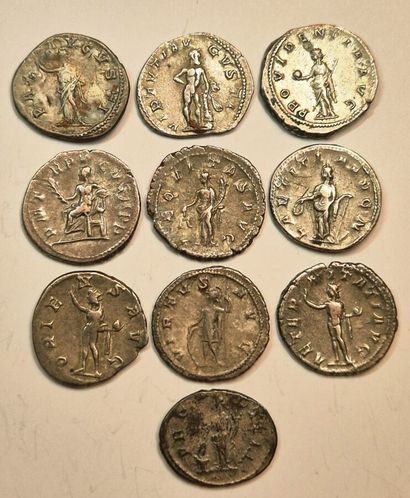 Gordian III: Lot of 10 Antoninians, all different....