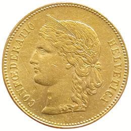 Switzerland. 20 Francs 1890B. 6.44grs. S...