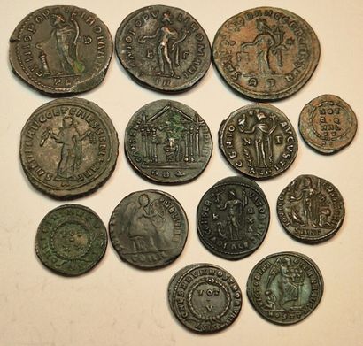 Lot of 13 bronzes: Licinius I and II (4 ex.),...