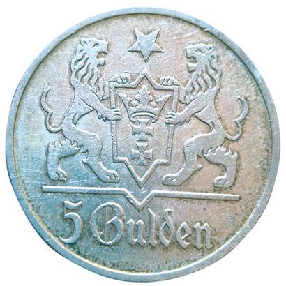 Pologne. Gdansk. Ville libre. 5 Gulden 1923....
