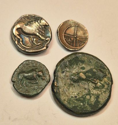 Massalia. Lot of 4 coins: 1 drachma (3.2grs),...