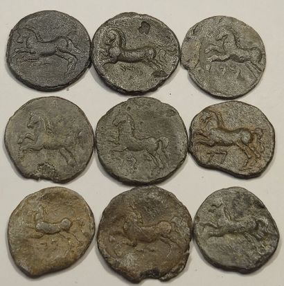 Numidia. Lot of 9 bronzes with high lead...