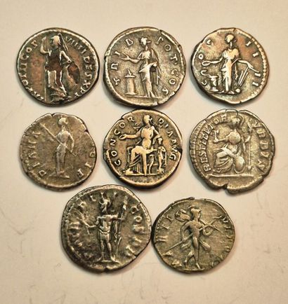 Lot of 8 denarii: Domitia (fourré), Sept.Sévère,...