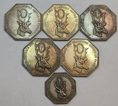 Lot médailles argent: Sté centrale des Chasseurs...